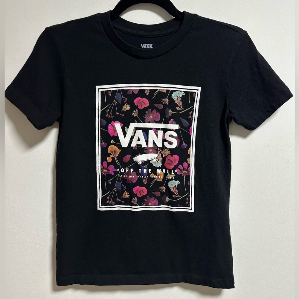 Vans Black T-Shirt with Floral Logo